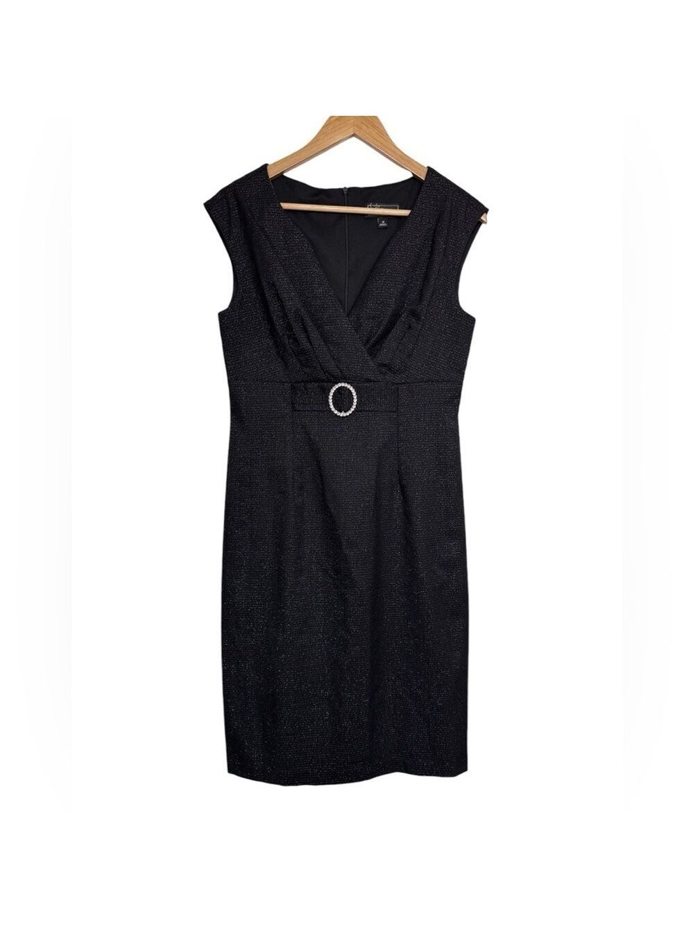 Dress Barn Black Silver Sparkle Midi Dress Size 10